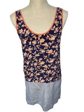 Joie Reversible Floral Silk Tank Dress XS Navy & Peach
